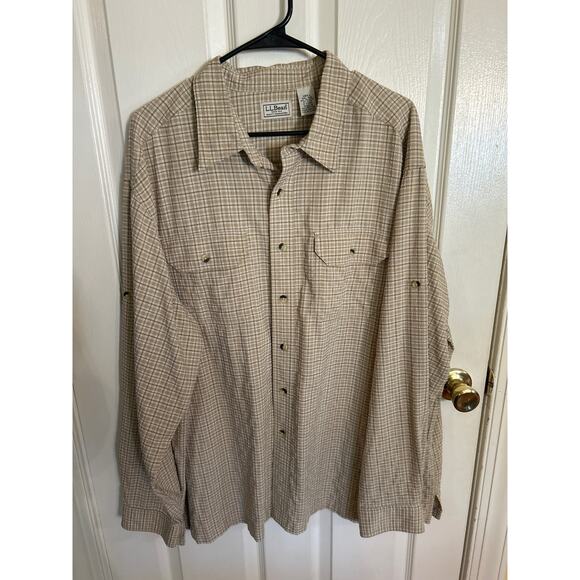 L.L. Bean Lot of 3 LS ButtonUpShirts Tan Plaid/Pink/Coral Size XXL - Picture 2 of 10